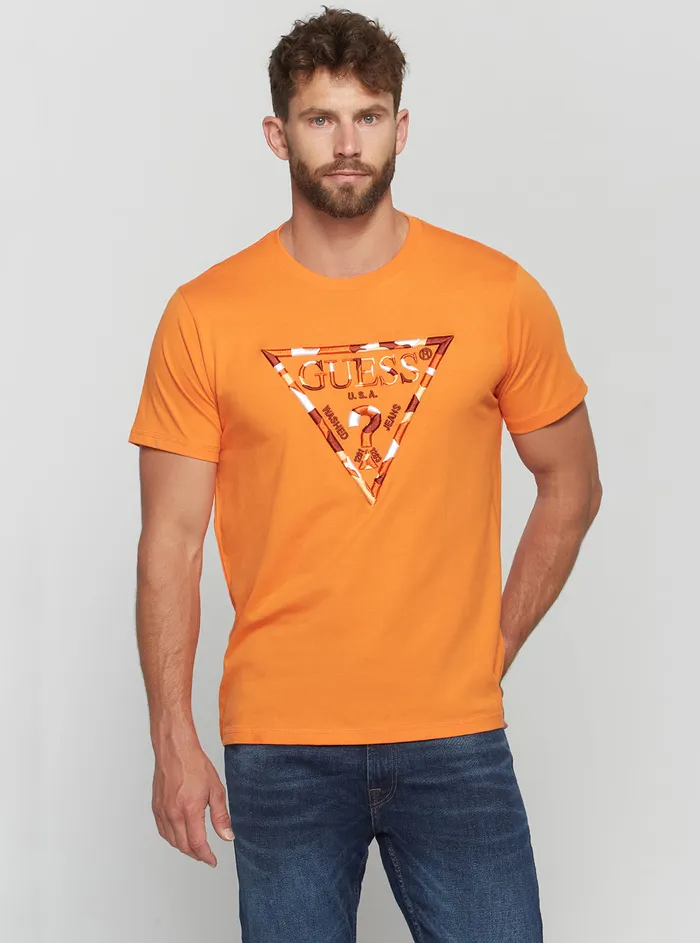 Men Tees and Tanks GUESS Eco Orange Gad Logo Tshirt