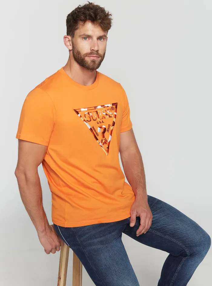 Men Tees and Tanks GUESS Eco Orange Gad Logo Tshirt Men Tees and Tanks GUESS Eco Orange Gad Logo Tshirt