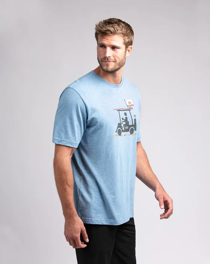 Men Tees TravisMathew EUREKA TEE Heather Blue Men Tees TravisMathew EUREKA TEE Heather Blue