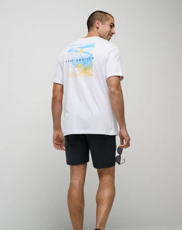 Men Tees TravisMathew WATER HAZARD TEE White Men Tees TravisMathew WATER HAZARD TEE White