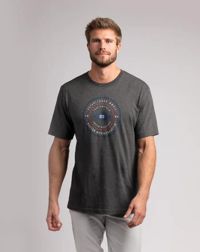 Men Tees TravisMathew WICKED TIMES TEE Heather Grey Pinstri