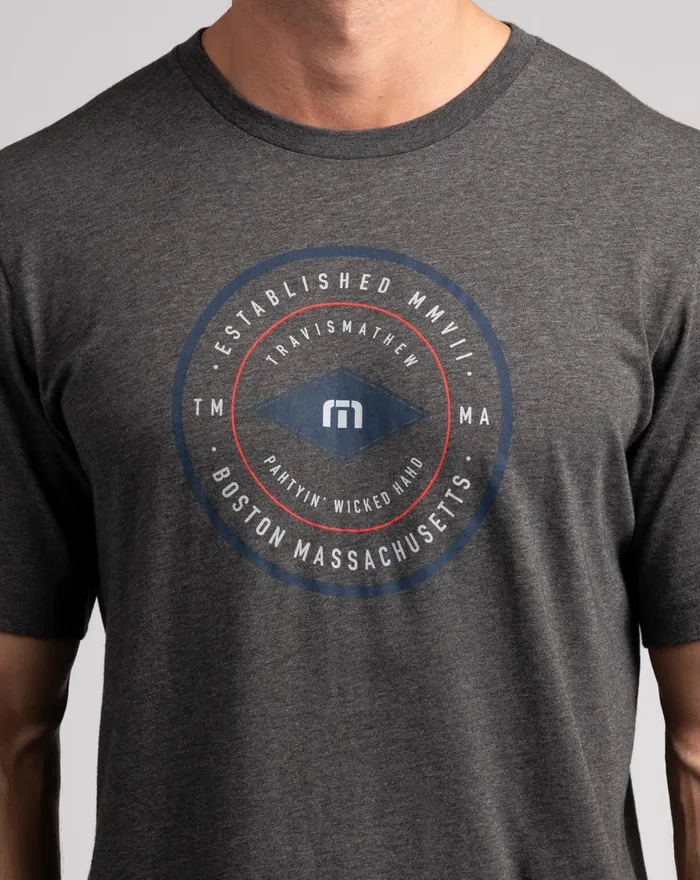 Men Tees TravisMathew WICKED TIMES TEE Heather Grey Pinstri