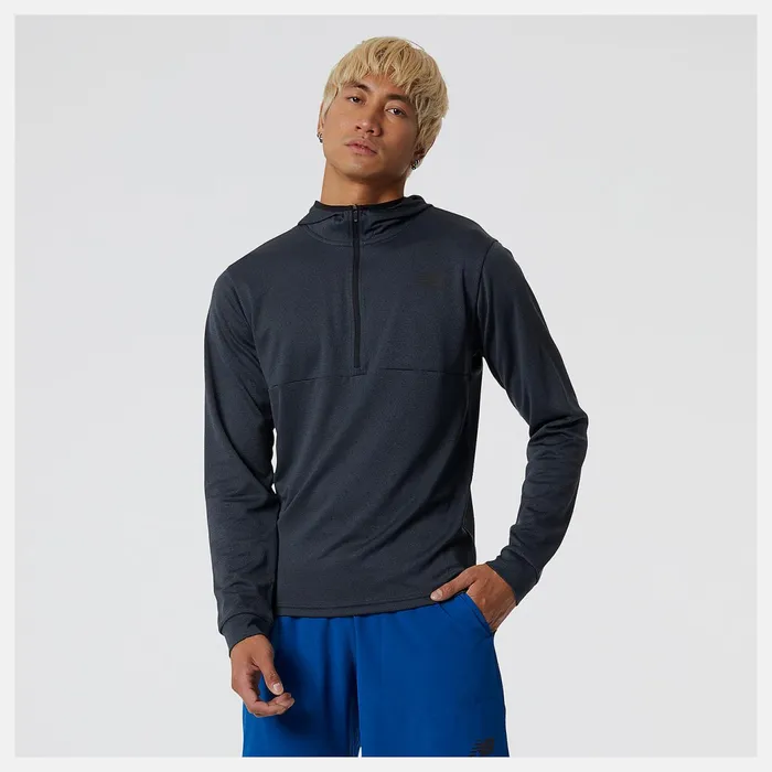 Men Tenacity Hooded 14 Zip Black New Balance Hoodies and Sweatshirts
