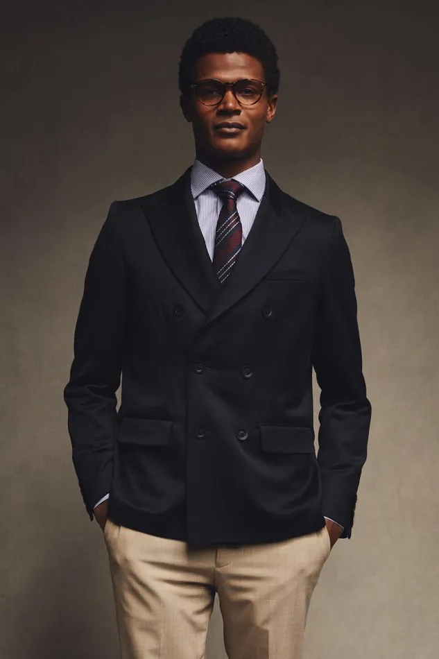 Men The Double Breasted Blazer Black Barathea Holland Cooper Blazers