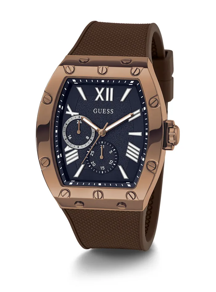 Men Watches GUESS Brown Falcon Silicone Watch