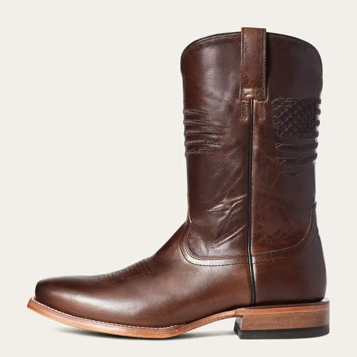 Men Western Boots Ariat Circuit Patriot Square Toe Western Boot Bar Top Brown Men Western Boots Ariat Circuit Patriot Square Toe Western Boot Bar Top Brown