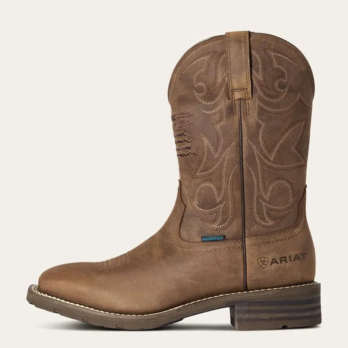 Men Western Boots Ariat Hybrid Patriot Waterproof Western Boot Distressed Brown Men Western Boots Ariat Hybrid Patriot Waterproof Western Boot Distressed Brown