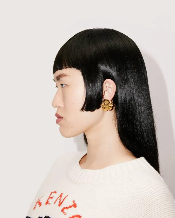 MenWomen 039Boke Flower039 Large Earrings Gold Kenzo Pins And Jewelry