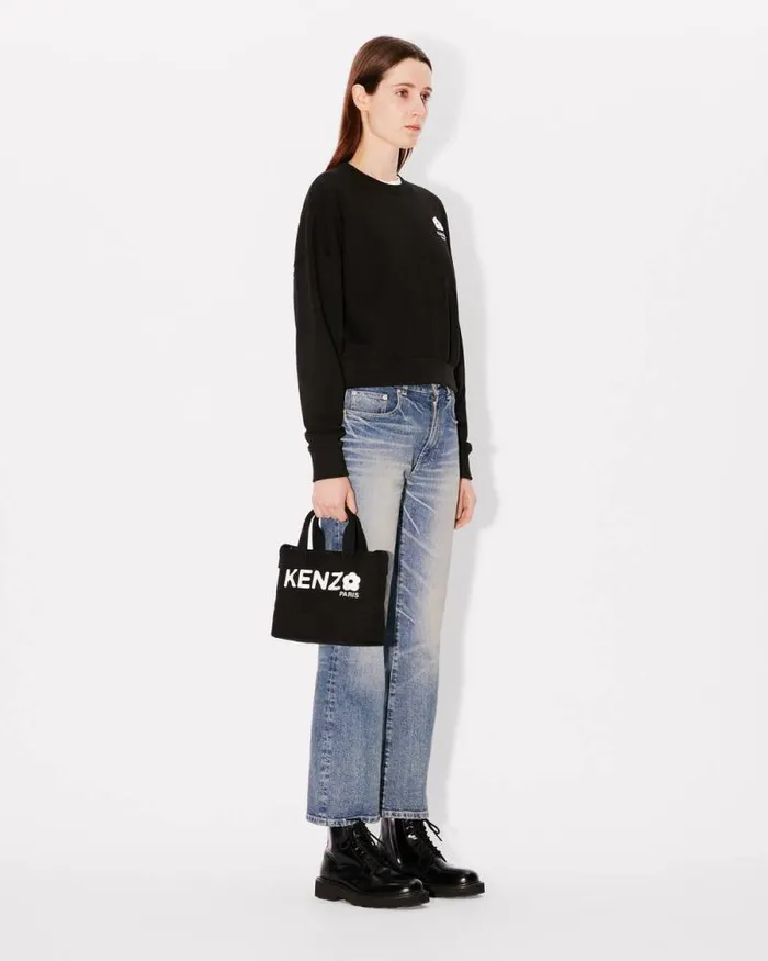MenWomen 039Boke Flower 20039 Small Tote Bag In Canvas Black Kenzo Bags