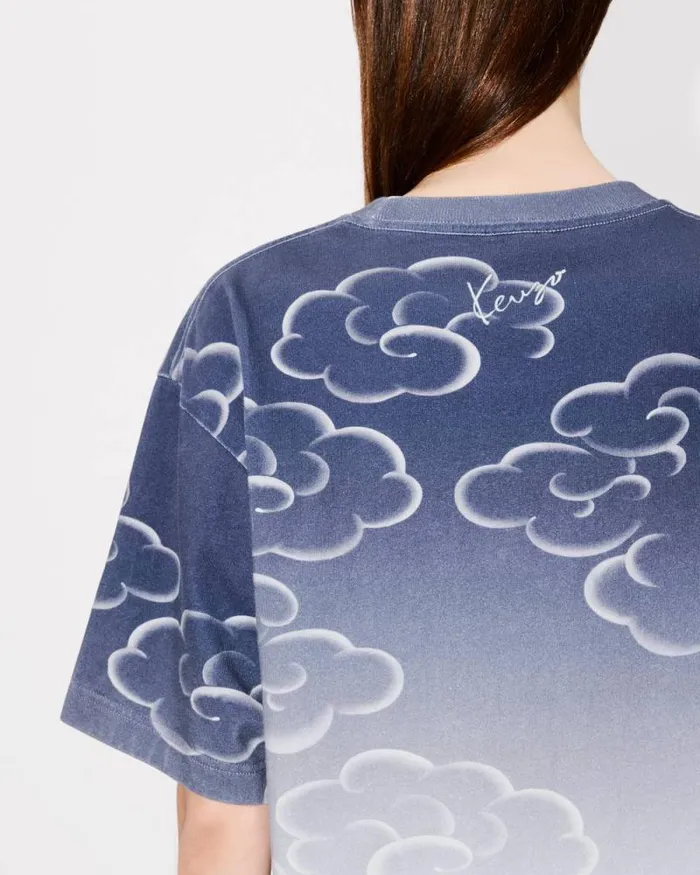 MenWomen 039KENZO Cloud Tiger039 Genderless Oversized Tshirt In Cotton Multicolor Kenzo Tshirts And Polos