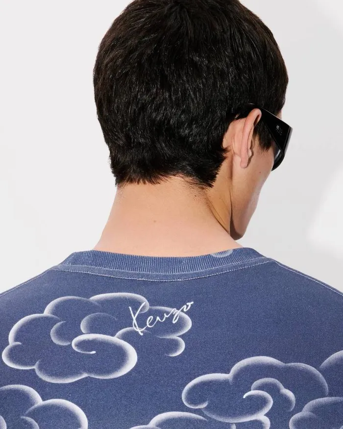MenWomen 039KENZO Cloud Tiger039 Genderless Oversized Tshirt In Cotton Multicolor Kenzo Tshirts And Polos