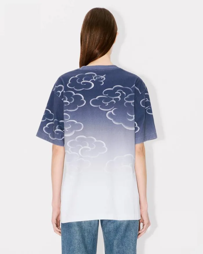 MenWomen 039KENZO Cloud Tiger039 Genderless Oversized Tshirt In Cotton Multicolor Kenzo Tshirts And Polos