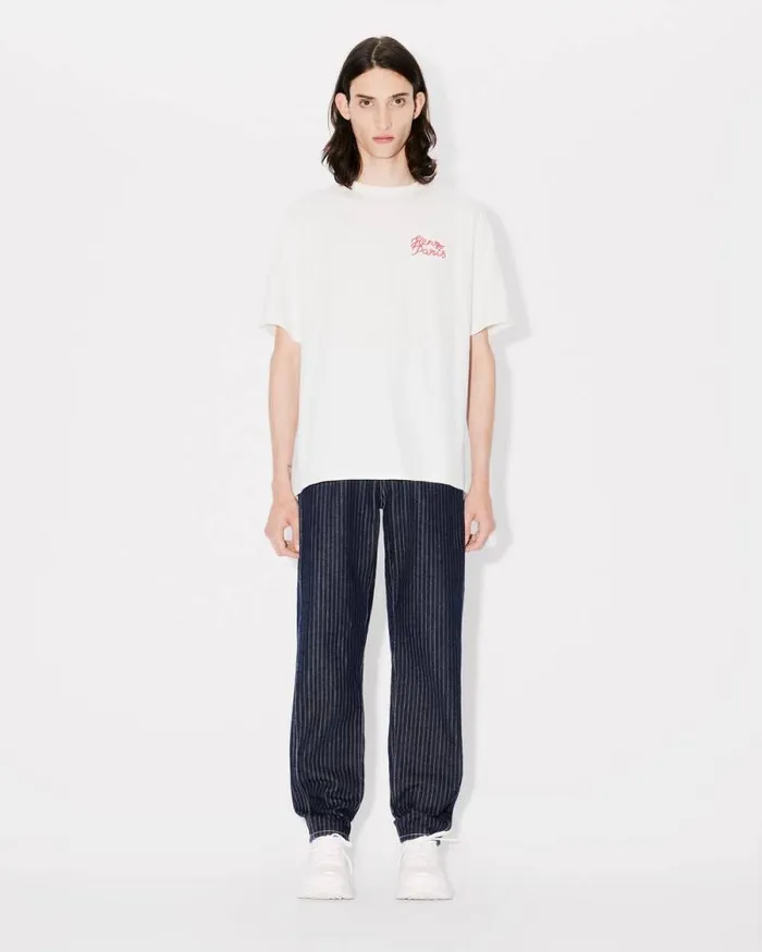 MenWomen 039KENZO Jungle Heart039 Oversized Embroidered Tshirt In Cotton Off White Kenzo Tshirts And Polos