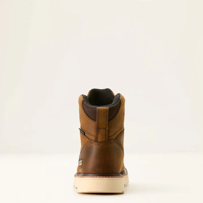 Men Work Boots Ariat Rebar Wedge Moc Toe 6quot Waterproof Work Boot Distressed Brown