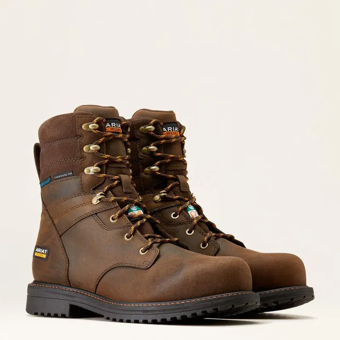 Men Work Boots Ariat RigTEK 8quot CSA Waterproof Composite Toe Work Boot Oily Distressed Brownoily Distressed Br