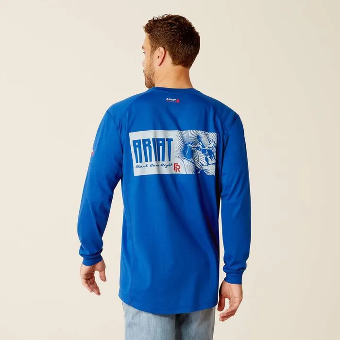 Men Workwear Ariat FR Air Ariat Deco TShirt Glacier Blue