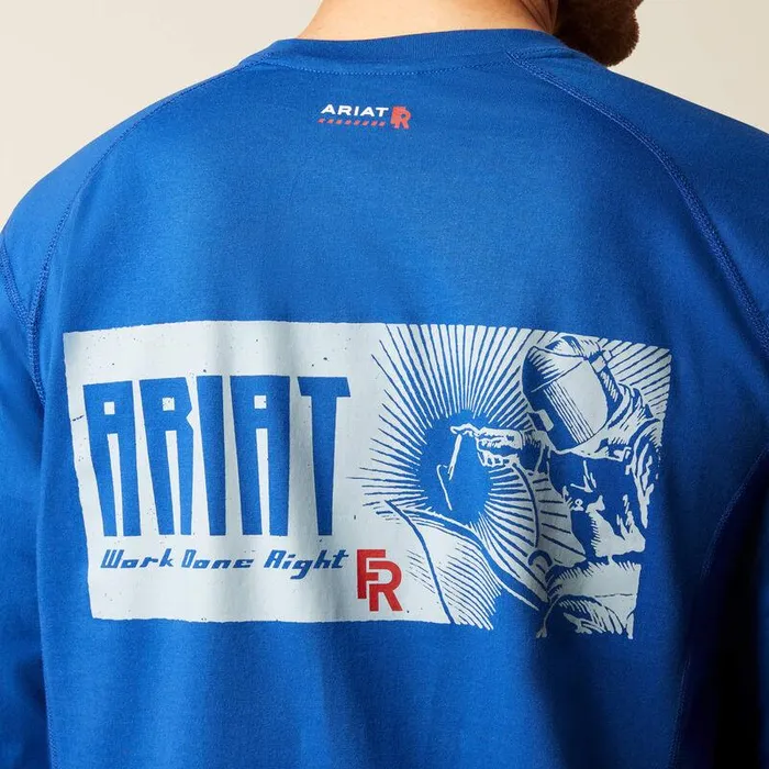 Men Workwear Ariat FR Air Ariat Deco TShirt Glacier Blue