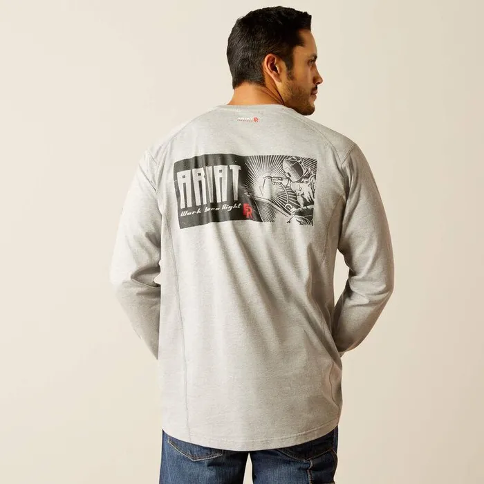 Men Workwear Ariat FR Air Ariat Deco TShirt Heather Grey