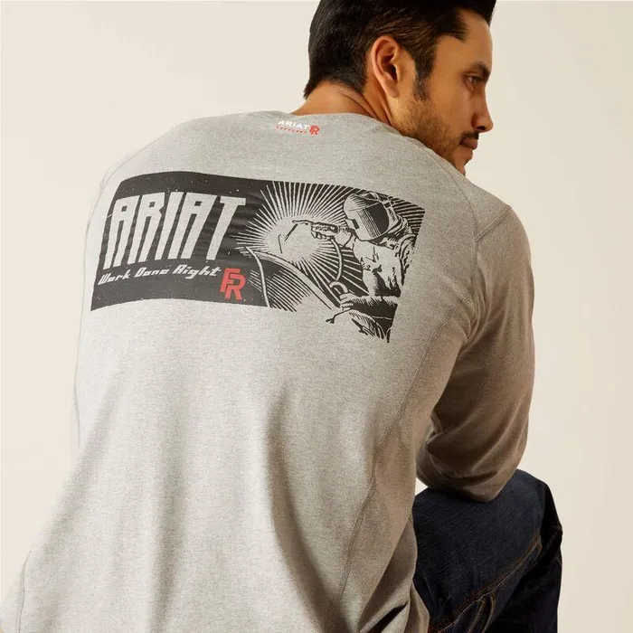Men Workwear Ariat FR Air Ariat Deco TShirt Heather Grey
