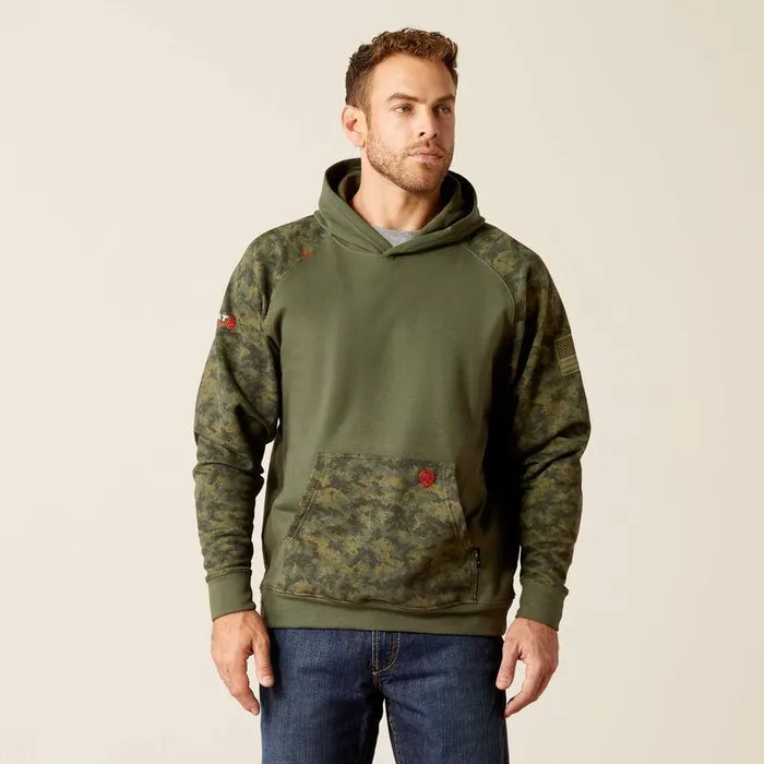 Men Workwear Ariat FR DuraStretch Patriot Hoodie Beetle Digi Camo