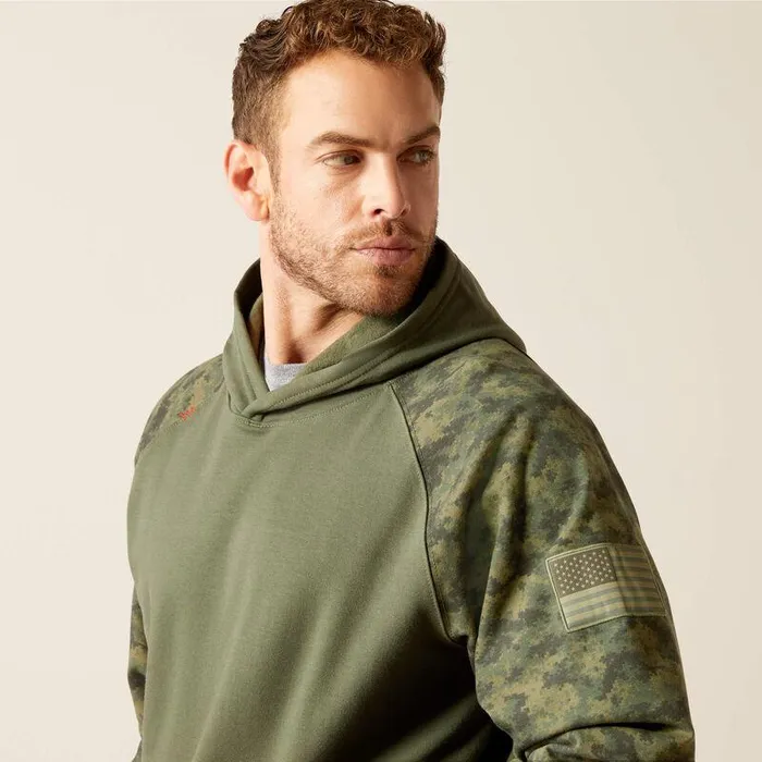 Men Workwear Ariat FR DuraStretch Patriot Hoodie Beetle Digi Camo