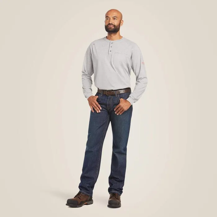 Men Workwear Ariat FR M3 Loose Basic Stackable Straight Leg Jean Shale Men Workwear Ariat FR M3 Loose Basic Stackable Straight Leg Jean Shale