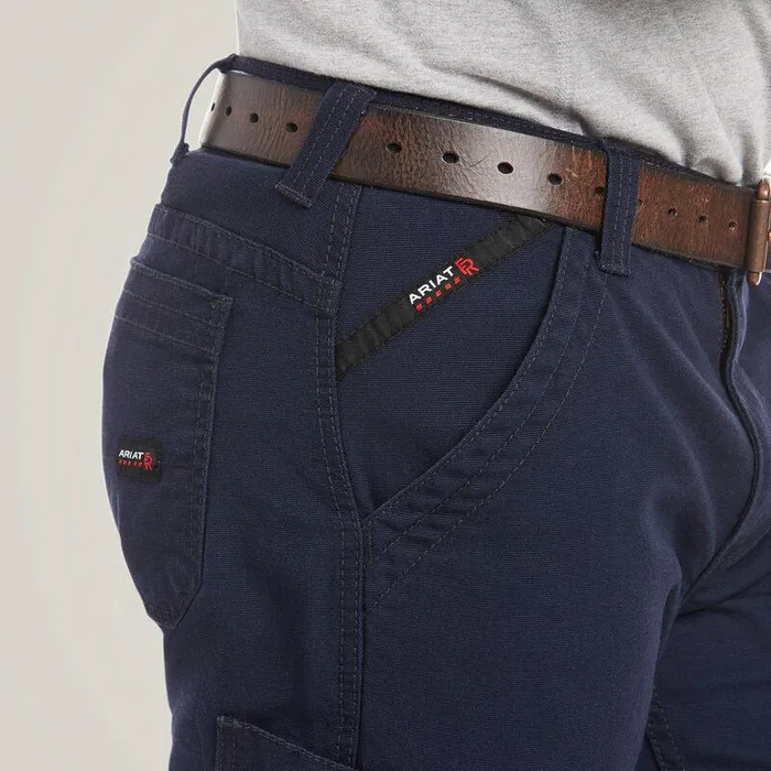 Men Workwear Ariat FR M5 Stretch DuraLight Canvas Stackable Straight Leg Pant Navy
