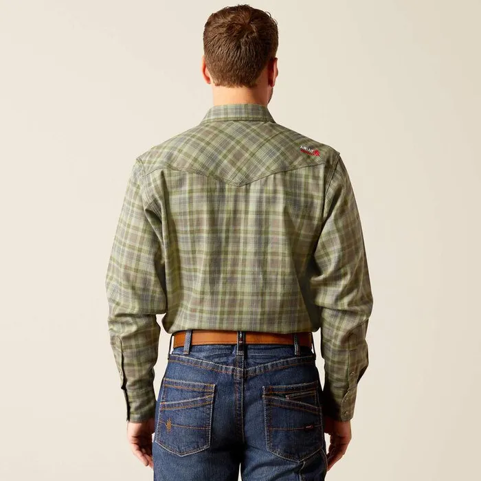 Men Workwear Ariat FR Sawtooth Retro Fit Snap Work Shirt Deep Lichen Men Workwear Ariat FR Sawtooth Retro Fit Snap Work Shirt Deep Lichen