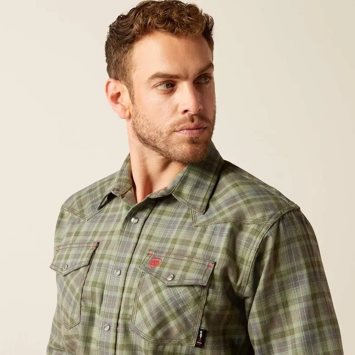 Men Workwear Ariat FR Sawtooth Retro Fit Snap Work Shirt Deep Lichen Men Workwear Ariat FR Sawtooth Retro Fit Snap Work Shirt Deep Lichen