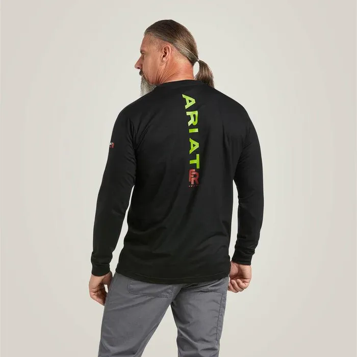 Men Workwear Ariat FR Stretch Logo TShirt Blacklime