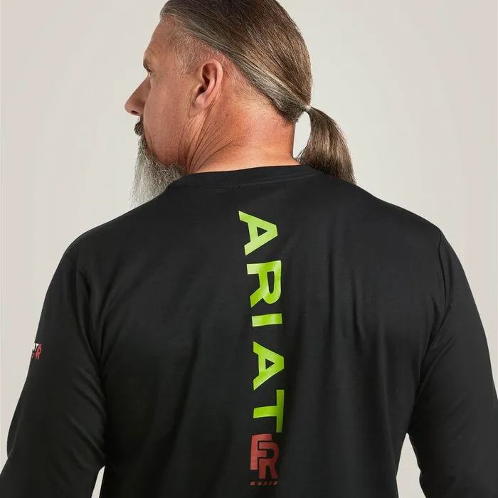 Men Workwear Ariat FR Stretch Logo TShirt Blacklime Men Workwear Ariat FR Stretch Logo TShirt Blacklime
