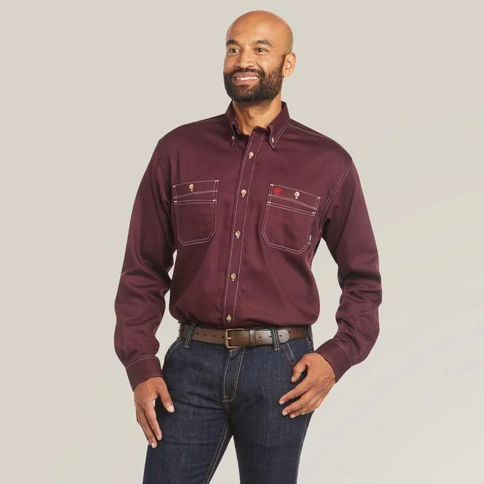 Men Workwear Ariat FR Vented Work Shirt Malbec