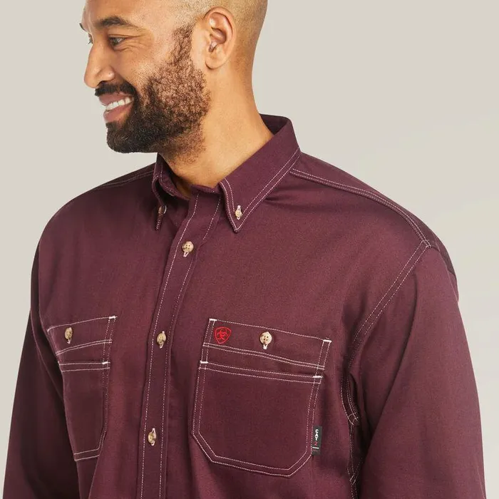 Men Workwear Ariat FR Vented Work Shirt Malbec