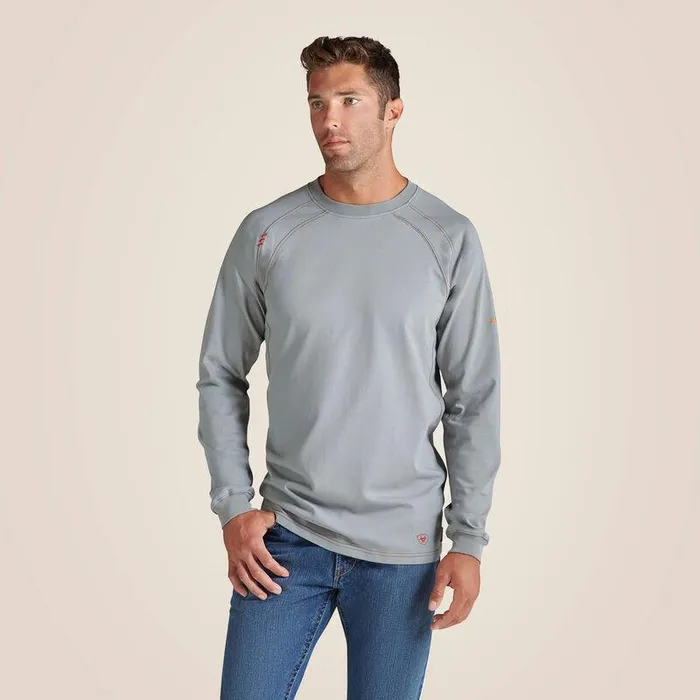 Men Workwear Ariat FR Work Crew TShirt Silver Fox