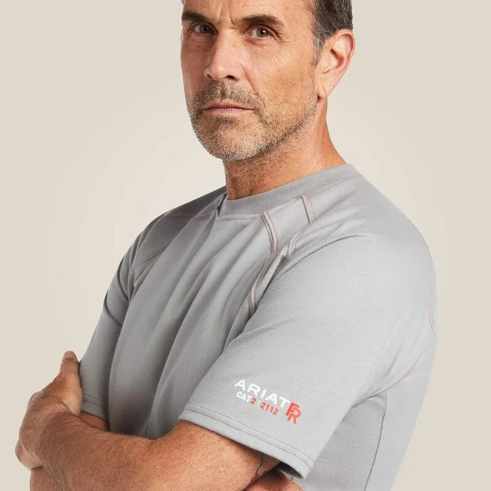 Men Workwear Ariat FR Work Crew TShirt Silver Fox