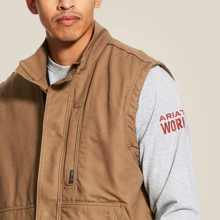Men Workwear Ariat FR Workhorse Insulated Vest Field Khaki Men Workwear Ariat FR Workhorse Insulated Vest Field Khaki