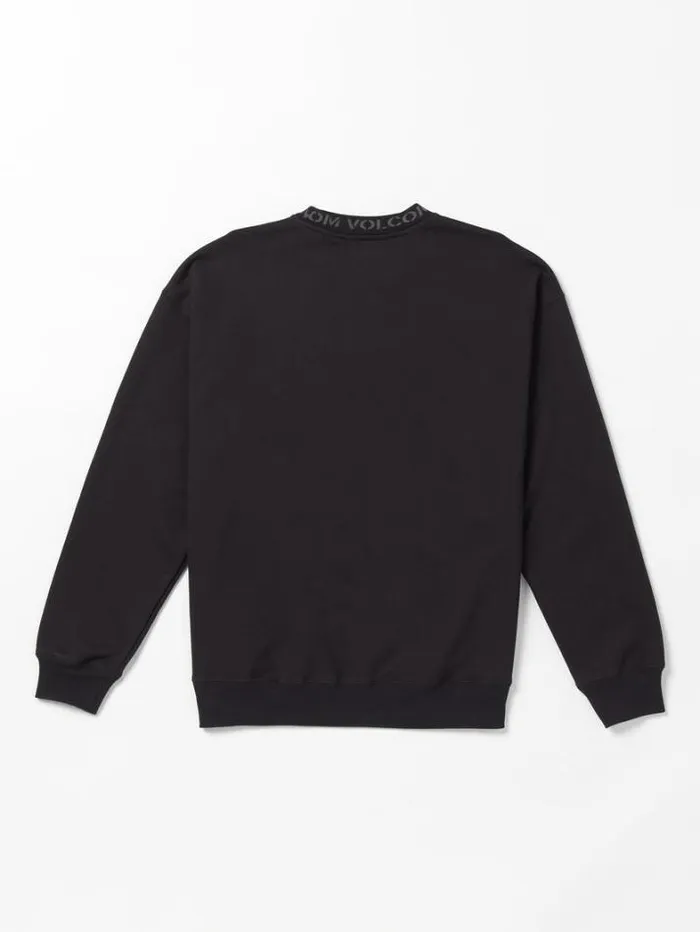 Mens Hoodies and Sweatshirts Volcom Skate Vital Crew Pullover Sweatshirt 8211 Black