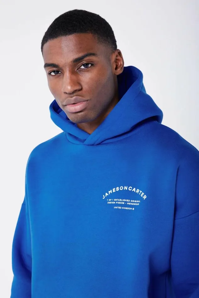 Mens Louie Oversized Hoodie 8211 Blue Jameson Carter Hoodies and Sweatshirts