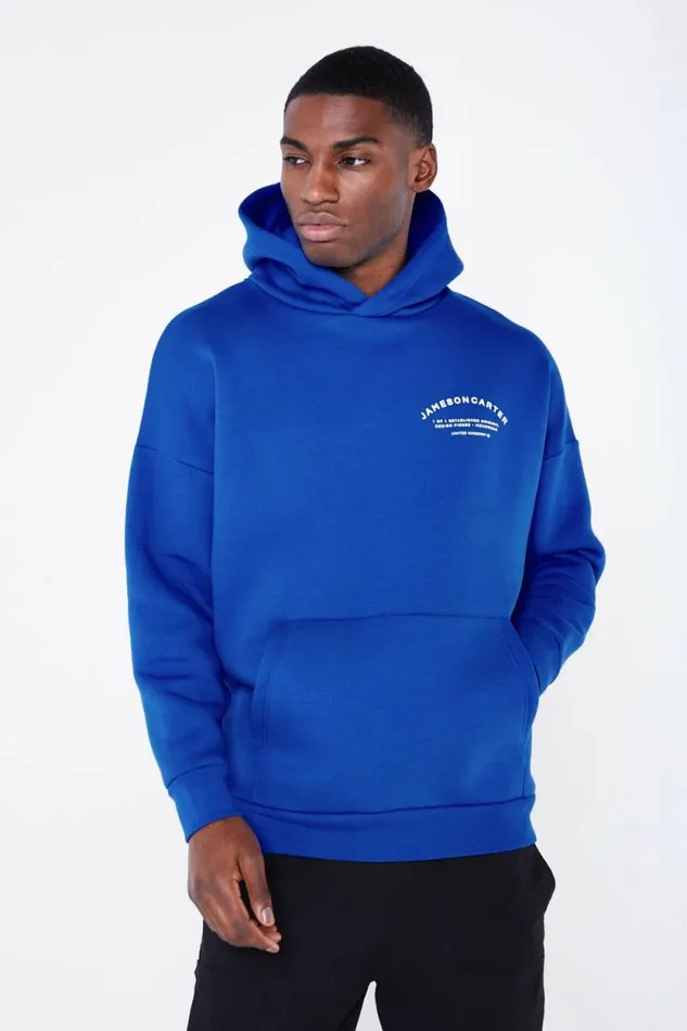 Mens Louie Oversized Hoodie 8211 Blue Jameson Carter Hoodies and Sweatshirts