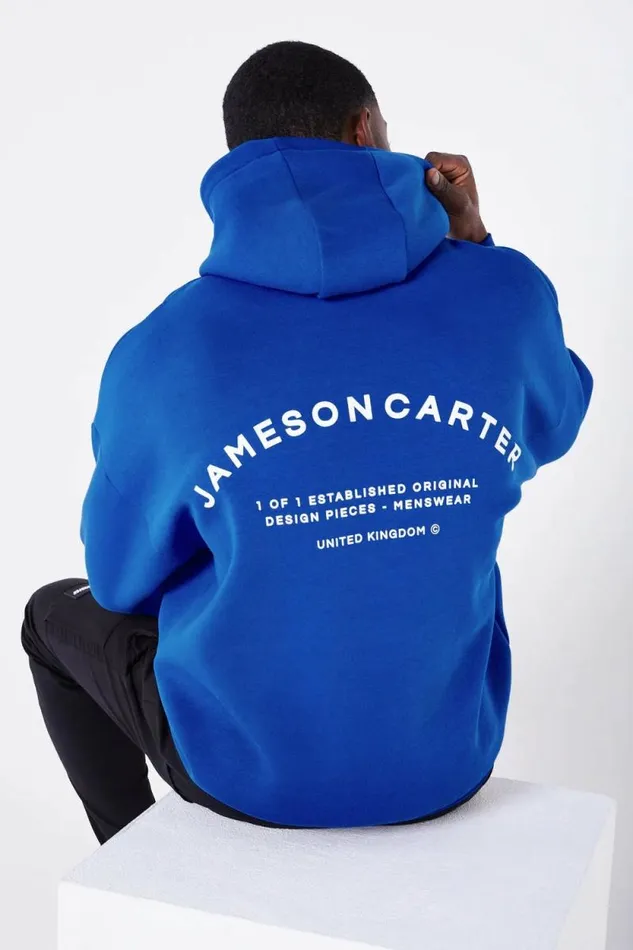 Mens Louie Oversized Hoodie 8211 Blue Jameson Carter Hoodies and Sweatshirts