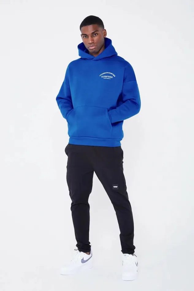 Mens Louie Oversized Hoodie 8211 Blue Jameson Carter Hoodies and Sweatshirts