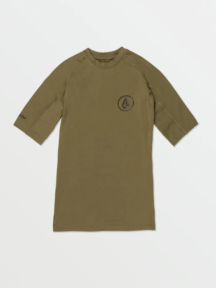 Mens Rashguards Volcom Lido Solid Short Sleeve Shirt 8211 Military