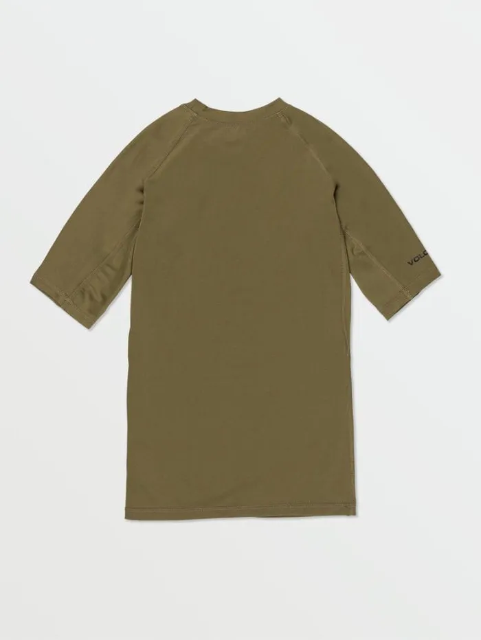 Mens Rashguards Volcom Lido Solid Short Sleeve Shirt 8211 Military