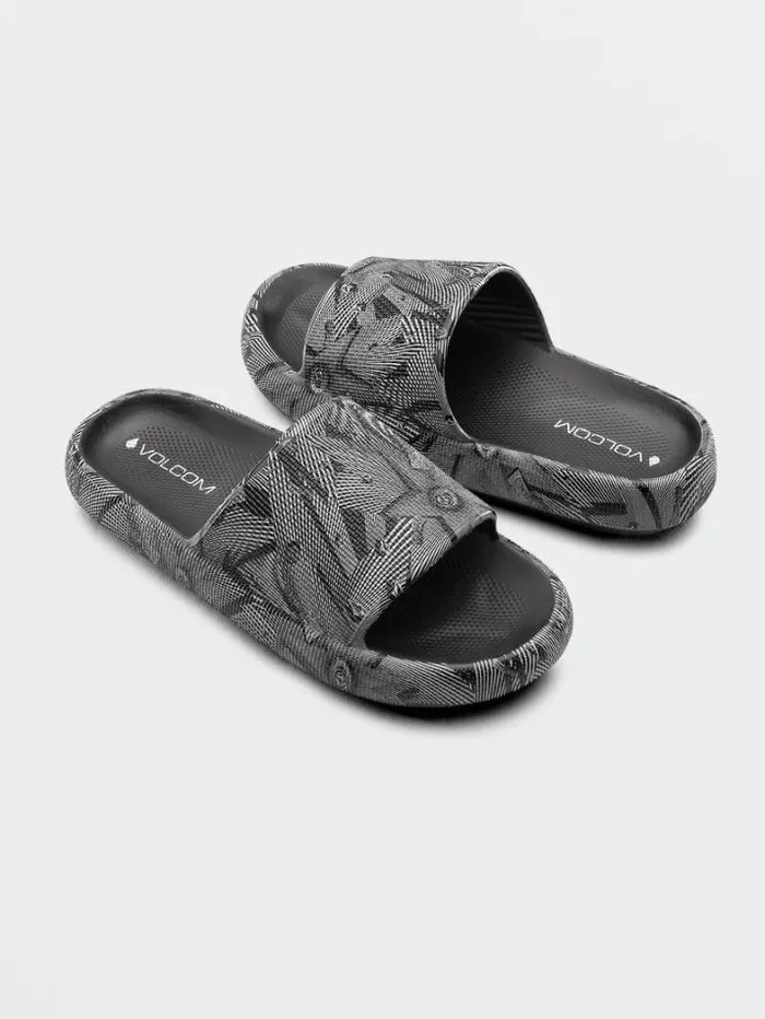 Mens Sandals Volcom Stoney Cloud Slide Sandals 8211 Black White