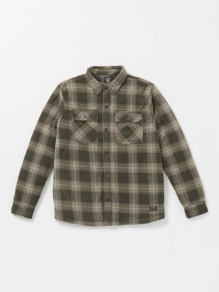 Mens Shirts and Flannels Volcom Bowered Fleece Long Sleeve Shirt 8211 Wren