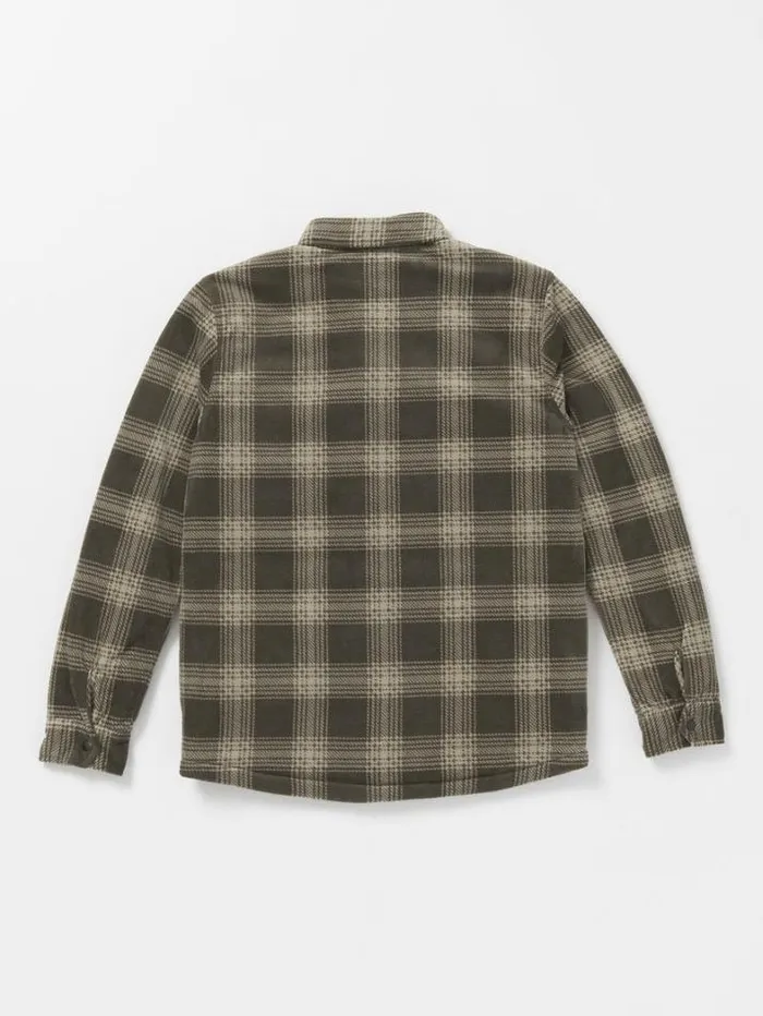 Mens Shirts and Flannels Volcom Bowered Fleece Long Sleeve Shirt 8211 Wren
