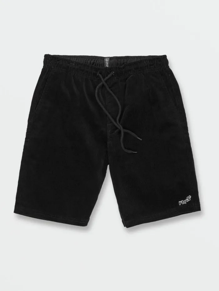 Mens Skate Vitals Volcom Outer Spaced Elastic Waist Shorts 8211 Black Combo