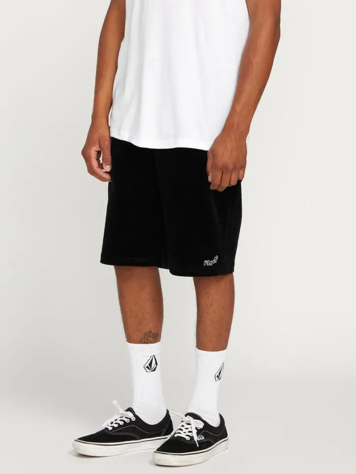 Mens Skate Vitals Volcom Outer Spaced Elastic Waist Shorts 8211 Black Combo