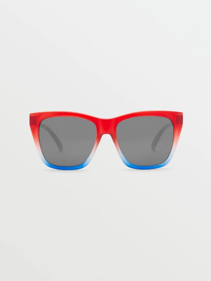 MensWomens Sunglasses Volcom Looky Lou Sunglasses 8211 Stars and StripesSilver Mirror