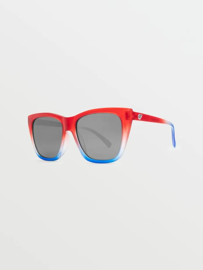 MensWomens Sunglasses Volcom Looky Lou Sunglasses 8211 Stars and StripesSilver Mirror